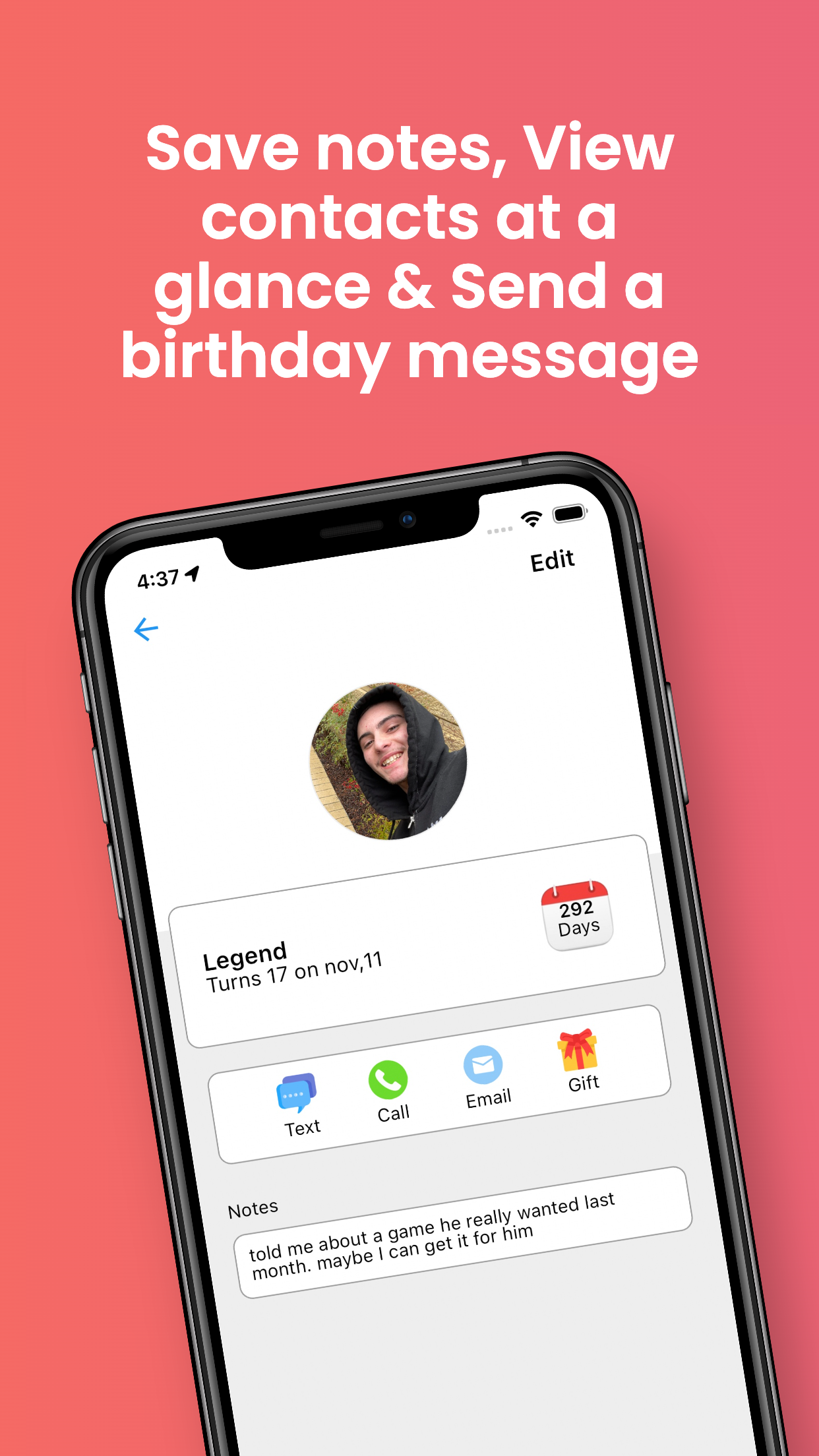 App screenshot showcasing birthday deals